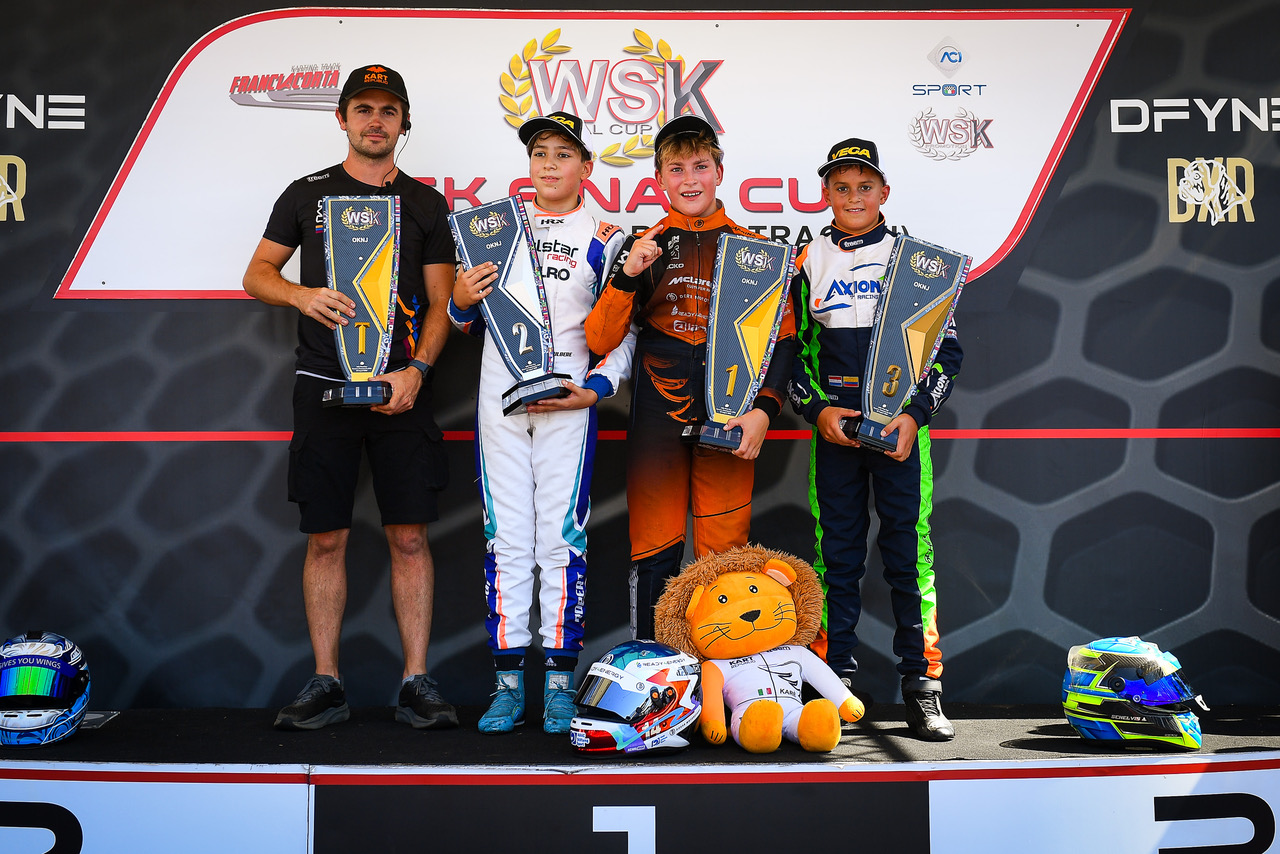 Siegerehrung der Klasse OK-N Junior beim WSK Final Cup in Franciacorta 2026